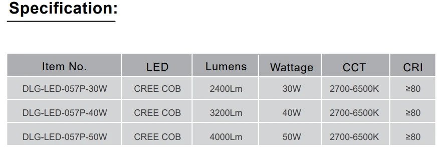 DLG-LED-057P SPEC DLG-LED-057P SPEC